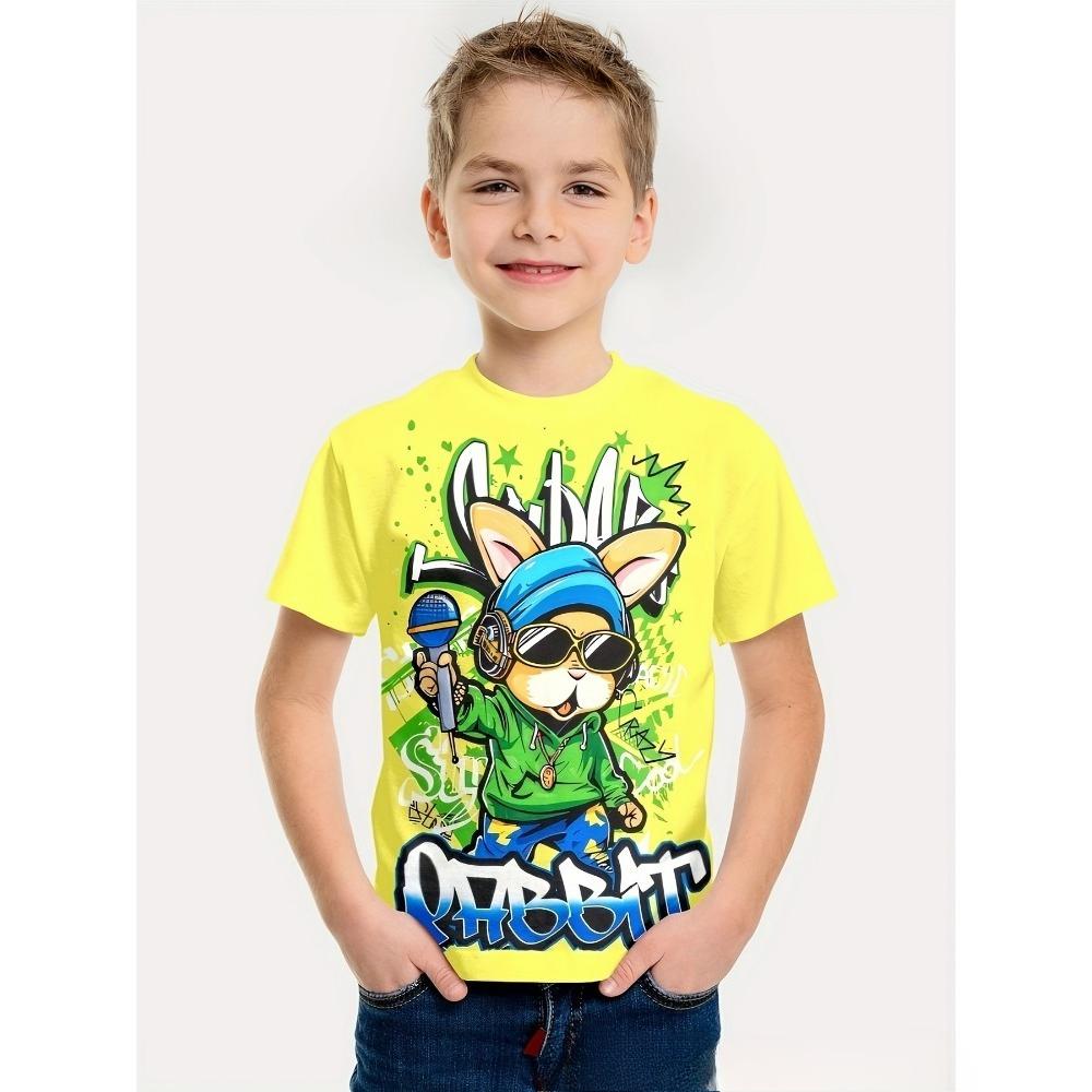 

Детская футболка спортивного стиля с 3D цифровой печатью, повседневная и удобная, с круглым вырезом и короткими рукавами для мальчиков 170