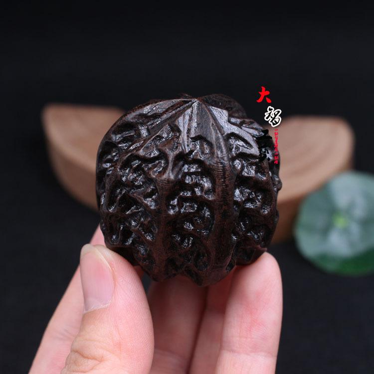 Agarwood Walnut Fitness Ball Handball Agarwood Ornaments Leather Black Crafts Handle 1PC