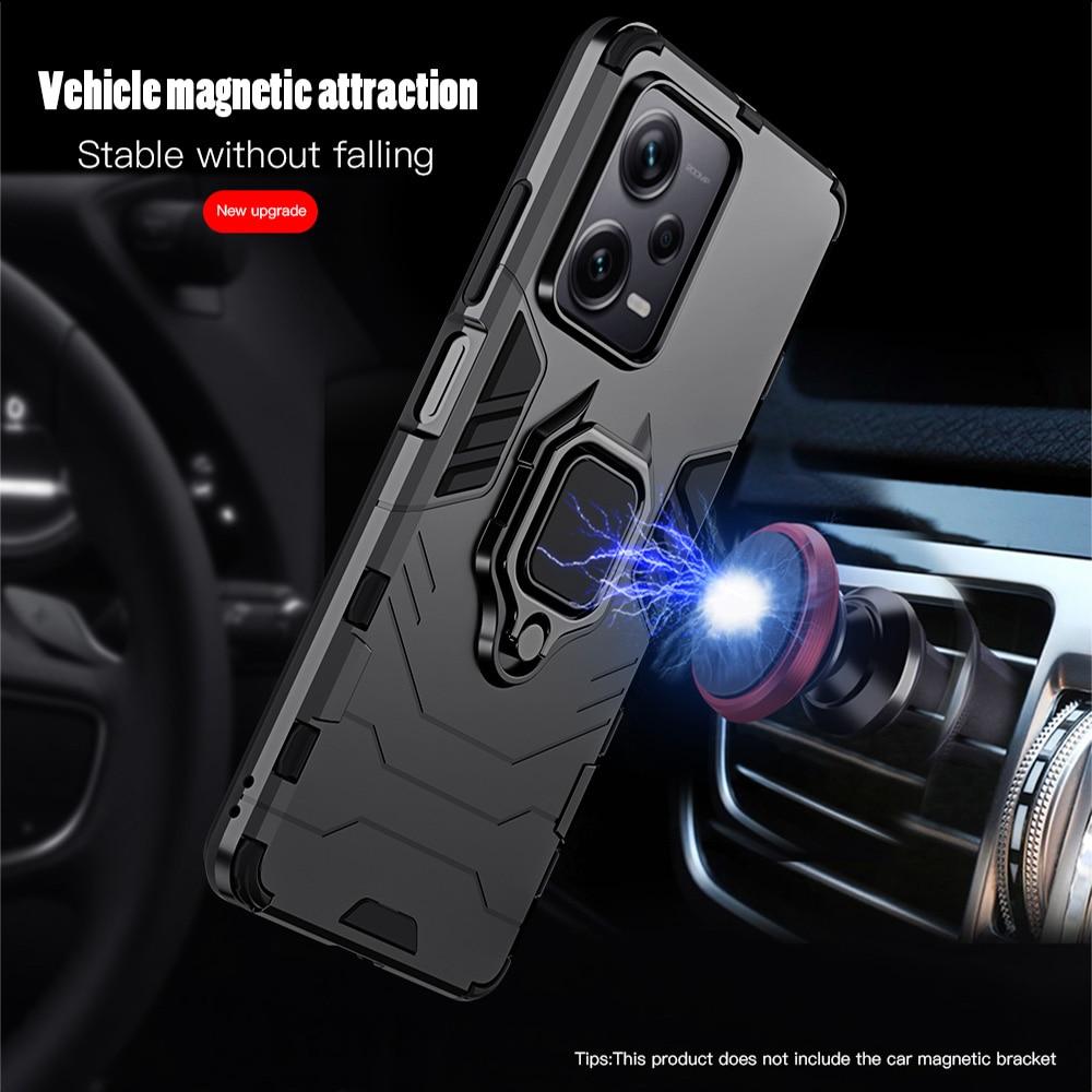 KEYSION Shockproof Armor Case for Redmi Note 12S 12 Pro 4G Silicone+PC Ring Stand Phone Cover for Xiaomi Redmi Note 12 Pro+ 5G