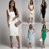 2025 Eenvoudige Effen Kleur Mouwloze U-Hals Geribbelde Bodycon Jurk