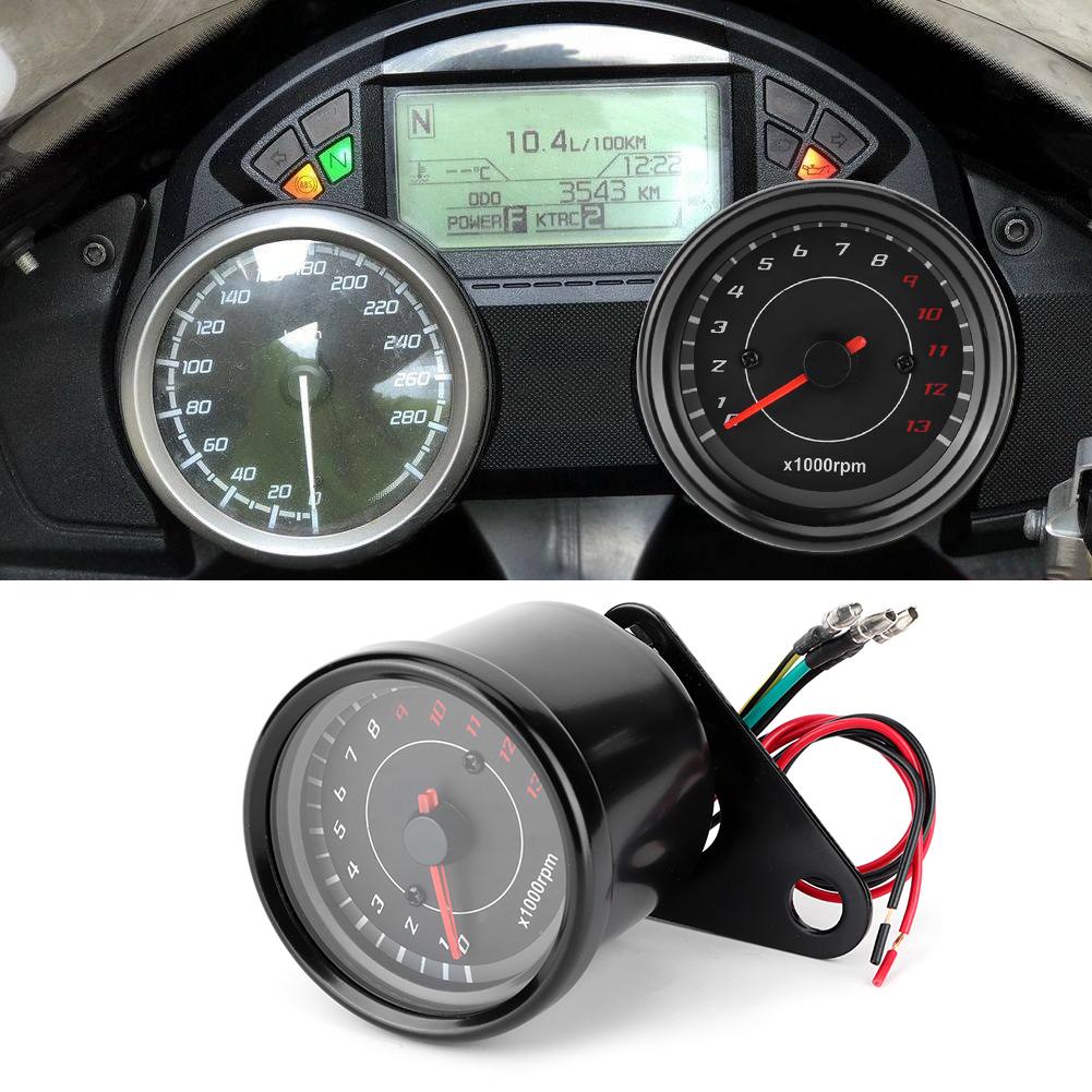 Universal 12V Vintage Motorcycle Tachometer Gauge LED Backlight Auto Accessory Black