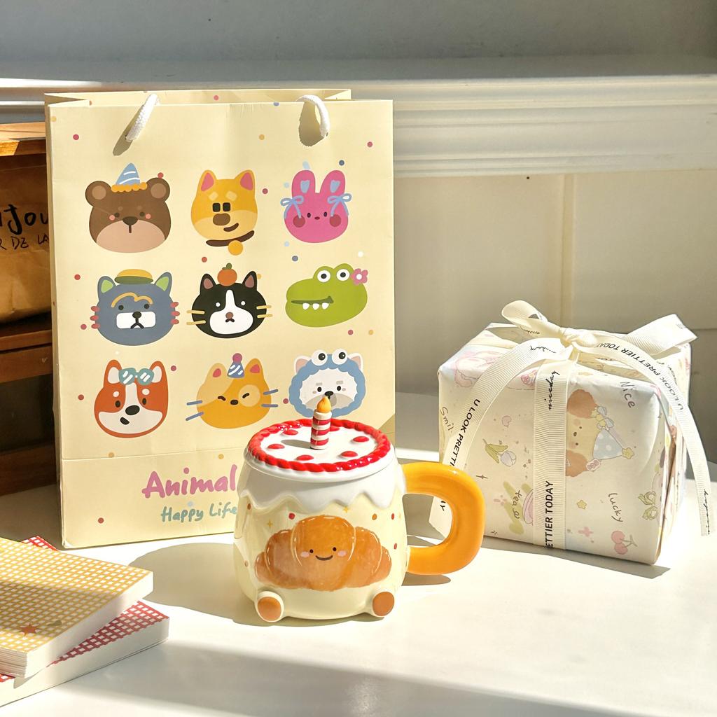 Birthday gift Cute apple cup High value ceramic household water cup Girls birthday gift souvenir gift box