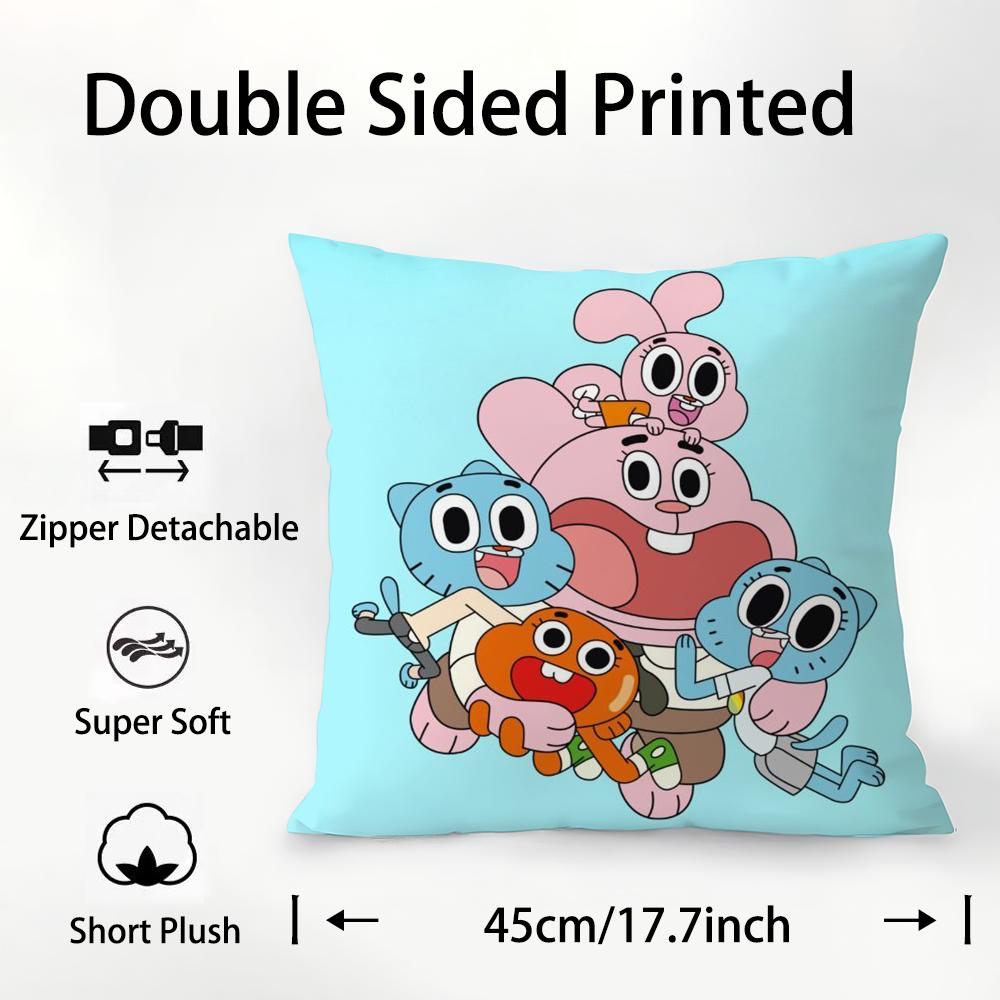 A-Amazing World Gumball Pillow Case Plush Fabric Soft Double Sided Print Sofa Cushion Cover Throw Pillow Covers