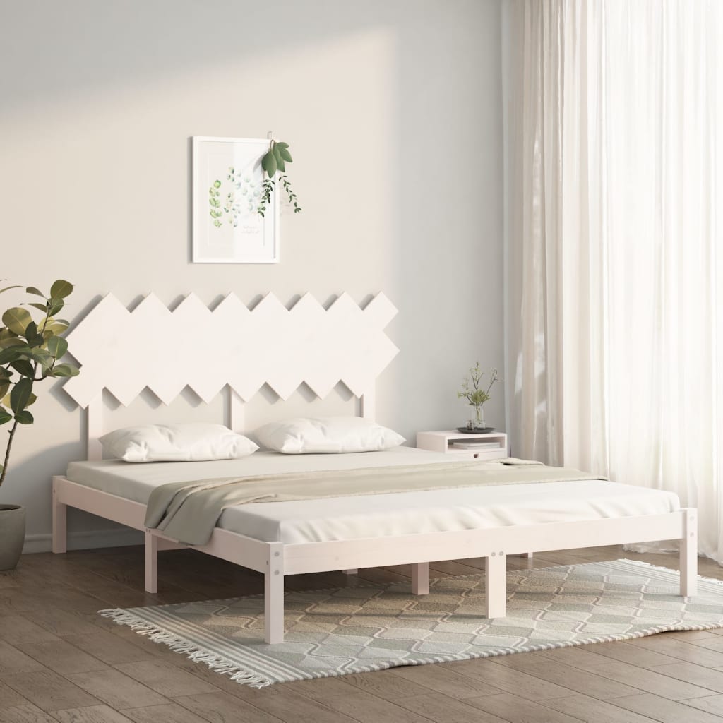 Solid Wood Bed White 160 X 200 Cm