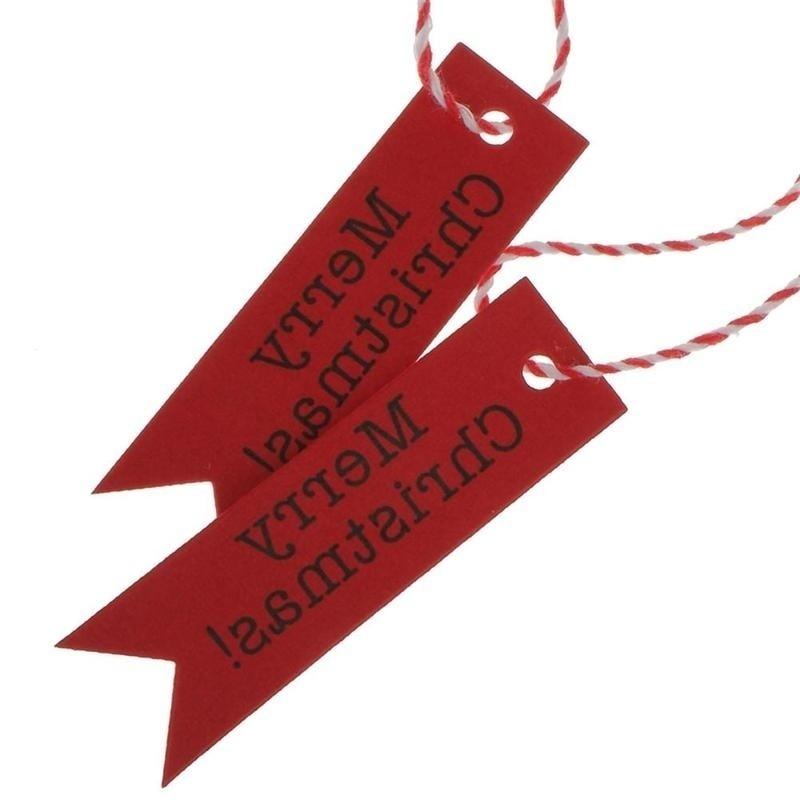 100 pcs 2*7cm Christmas Merry Christmas! Fishtail Flag Tag DIY Baking Gift Label