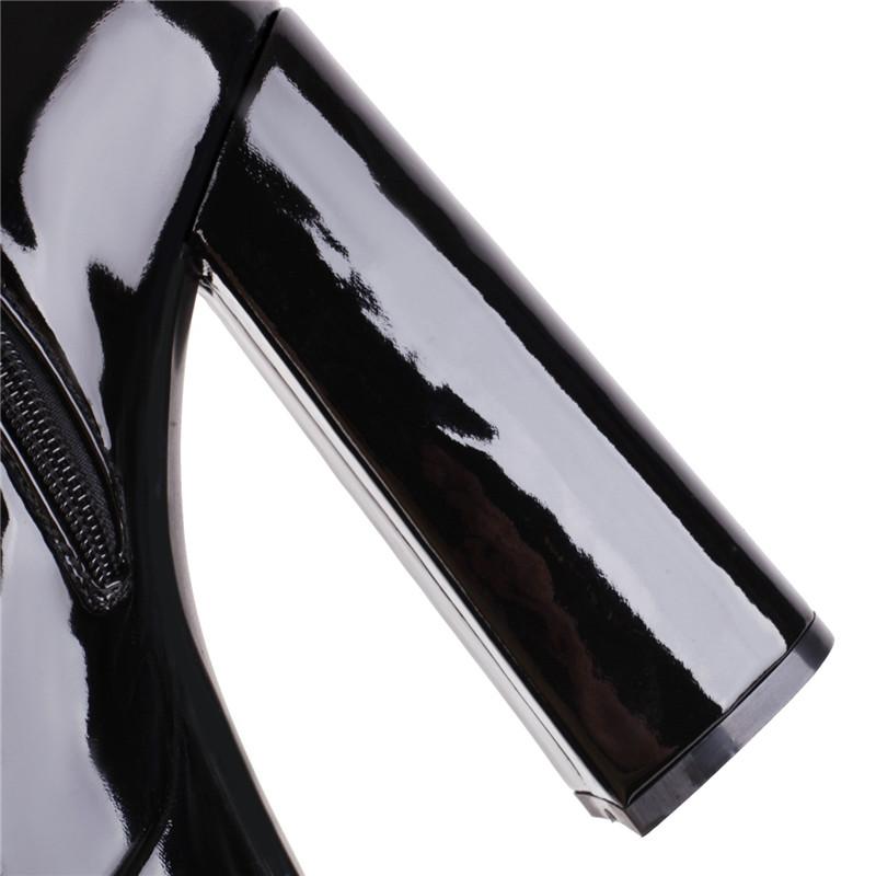 Stivali col tacco alto da donna, stivali sexy europei e americani impermeabili con plateau, tacco spesso, tinta unita, grandi dimensioni, al ginocchio