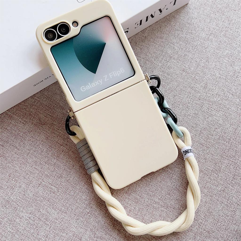 Phone Case For Motorala Moto Razr 40 50 Ultra Cute Candy Solid Protective Cover With Wrist Strap Slim