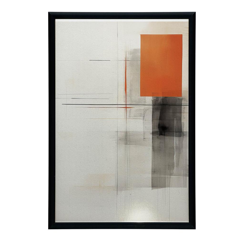 Gra Kształtów W Szarości I Pomarańczy Gra Kształtów W Szarości I Pomarańczy, 30X40 Cm, Rama Aluminiowa Czarna, Papier Matowy 230 Gsm