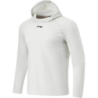 Li Ning Série CBA Basketball Professionnel Couleur Unie Capuche Confortable Respirant Sweat à Capuche de Sport Homme hoodies Gris Clair AAEU003-3