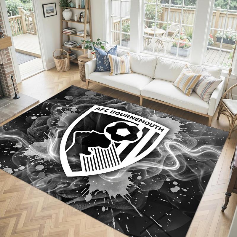 Bournemouth Football Design Crystal Velvet Carpet Cozy Non?Slip Printed Rug For Bedroom Living Room Entrance