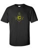 Yellow Free Mason Symbol Square Illuminate Black Cotton T-Shirt