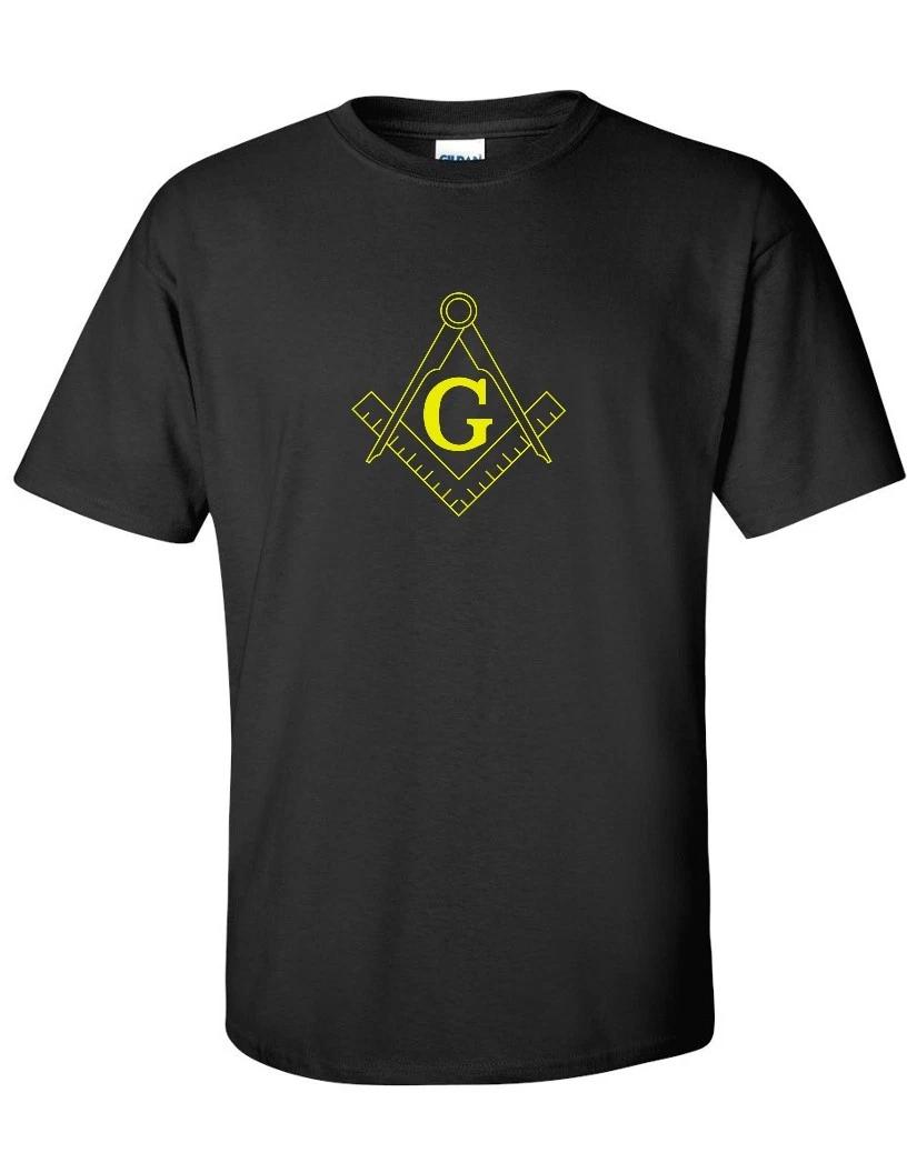 Yellow Free Mason Symbol Square Illuminate Black Cotton T-Shirt S