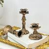 Vintage Candlestick Holder Retro Taper Candle Holder Nostalgic Floral Resin Candle Stand for Wedding Anniversary Table Centerpiece Fireplace Home
