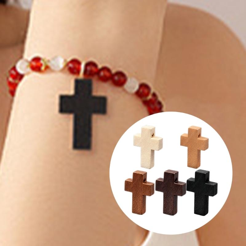 Paintable Mini Wooden Prayer Crosses Pendants,Diy Craft Charms Small Wooden Crosses with Flat Sanded Sides and Top Holes for Creative Handmade Jewelry