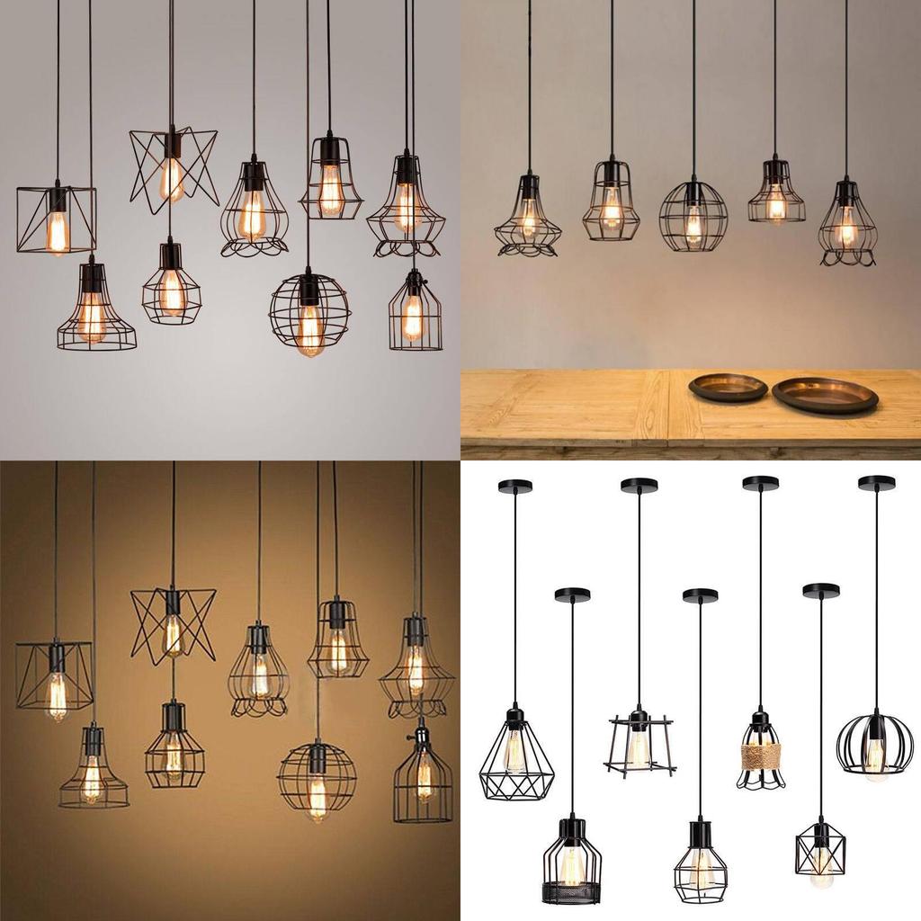 Vintage Industrial Iron Edison Pendant Light Creative Loft Bar Cage Led Lamp