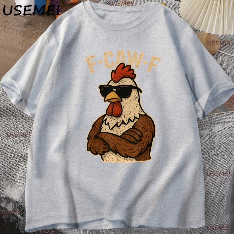 

F Caw F Rooster T Shirt Funny Bird Fcawf Chicken Graphic T Shirts Fawk Off T-Shirt F-Caw-F Rooster Women Men Tshirt Streetwear S сірий