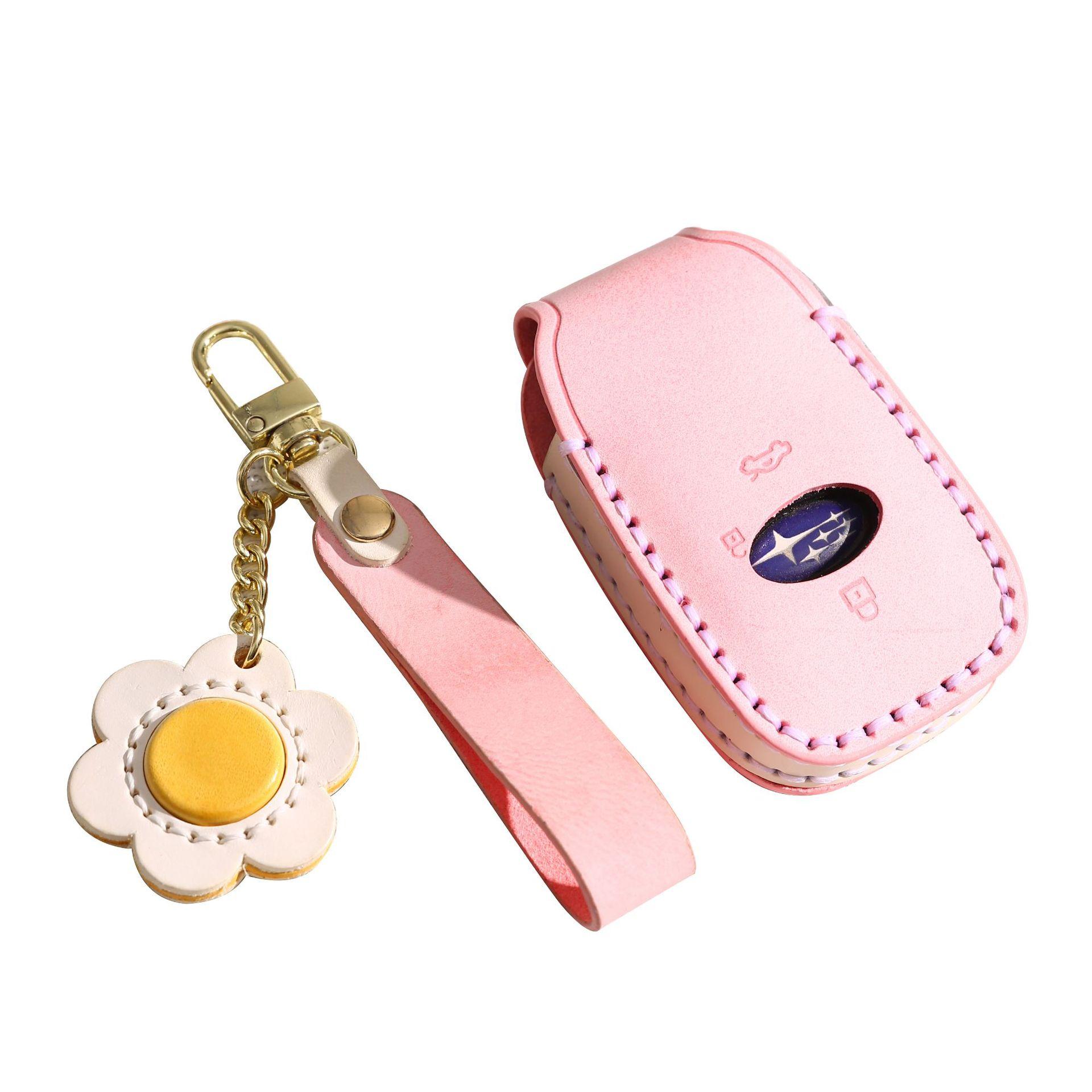 

2021 Чехол для ключа Subaru, кожаный чехол для ключа Forester XV Aohu Lion, высококлассный чехол-кольцо розовый