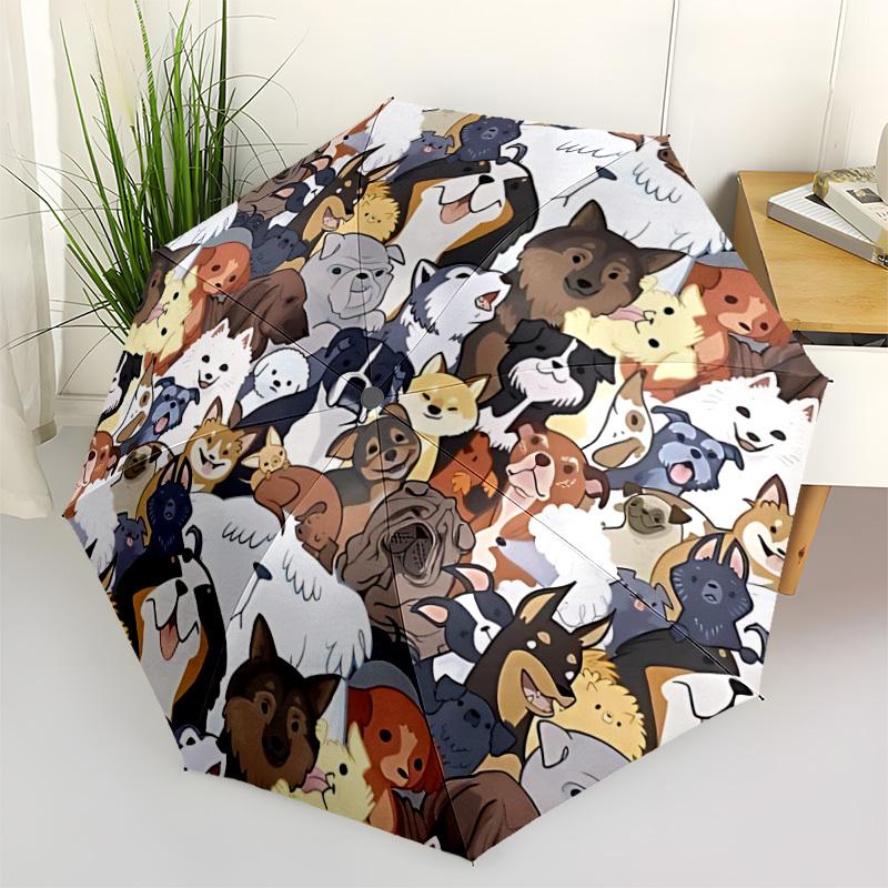 1pc Dogs Canine Automatic Folding Umbrella - Windproof Compact Travel Umbrella with Auto Open/Close, 8-Rib Heavy-Duty Shaft for Women/Men