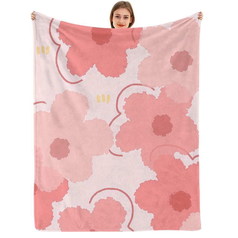 Blush Floral Cluster Ultra Soft Sherpa Fleece Blanket Fluffy Warm Halloween Cozy Throw For Sofa Couch Bedroom Gift All Season