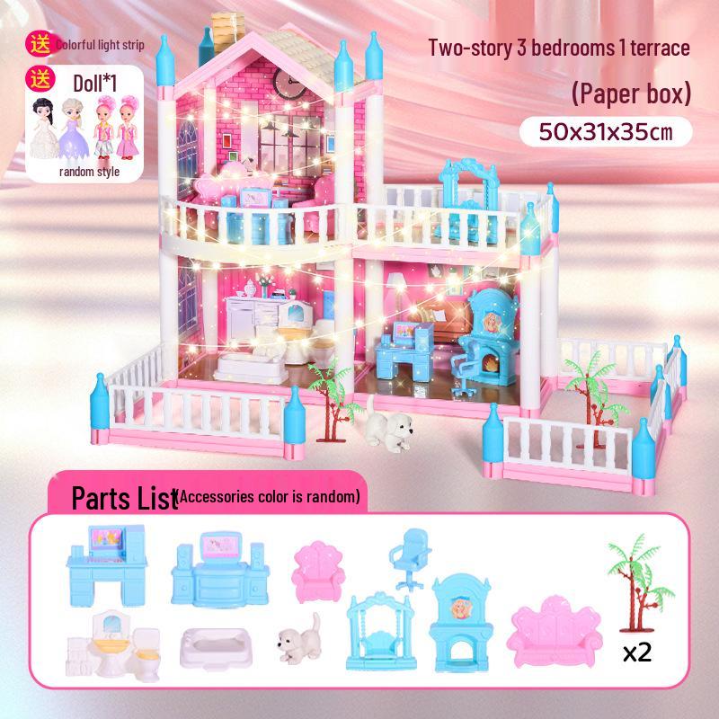 DIY Princess Dollhouse - Children's Pretend Play Castle Villa Set