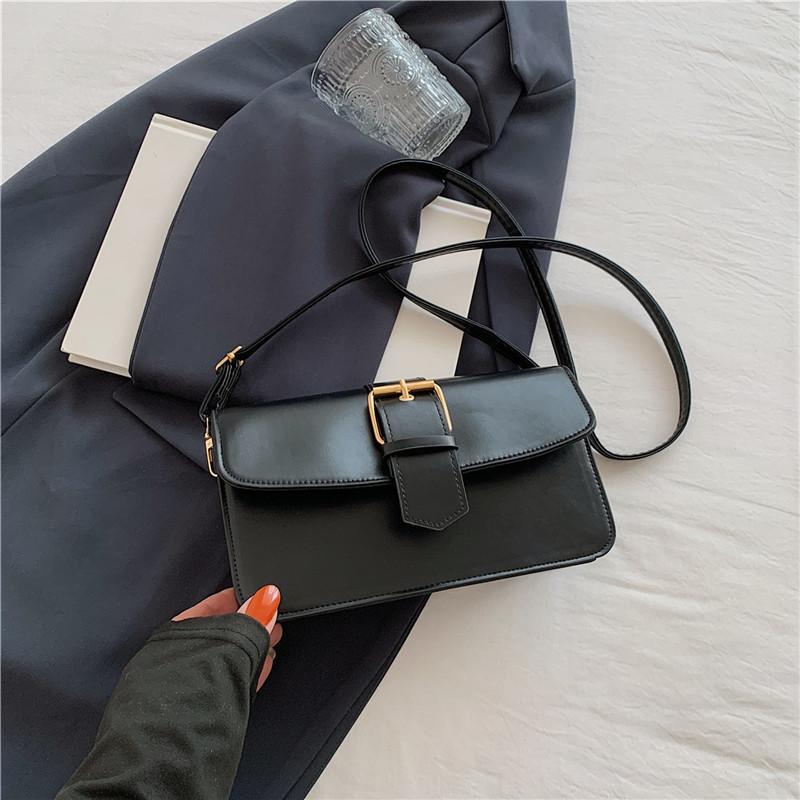 Chic Vintage Aesthetic Handbag For Women Elegant Solid Color Shoulder Bag