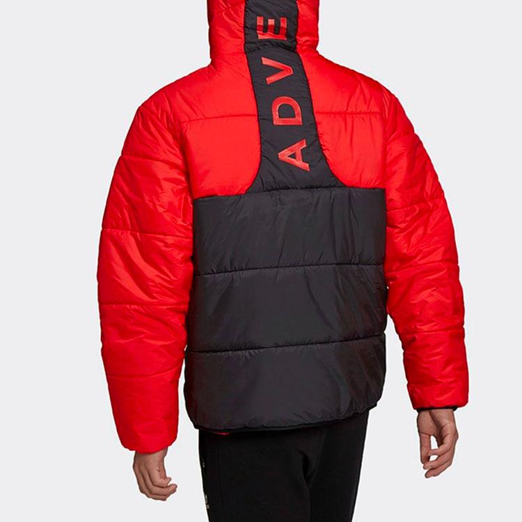 Adidas Jachetă Puf Călduroasă Originală cu Blocuri de Culoare, pentru Bărbați, Îmbrăcăminte Exterioară, Negru Roșu H13572