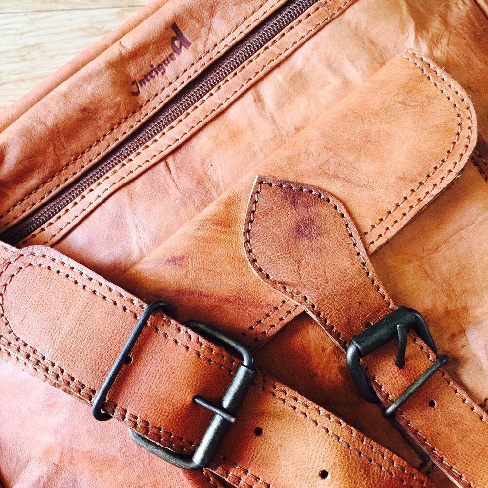 Vintage Reisetasche Umhängetasche Vollnarben Ziegenleder Übernachtungstasche