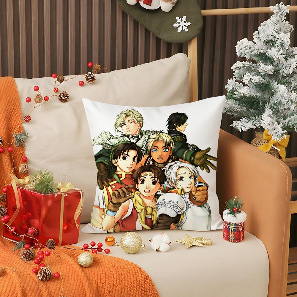 Anime G-Genso S-Suikoden Pillow Case Living Room Sofa Decorative Cushion Cover Simple Household Light Luxury Printed Pillow