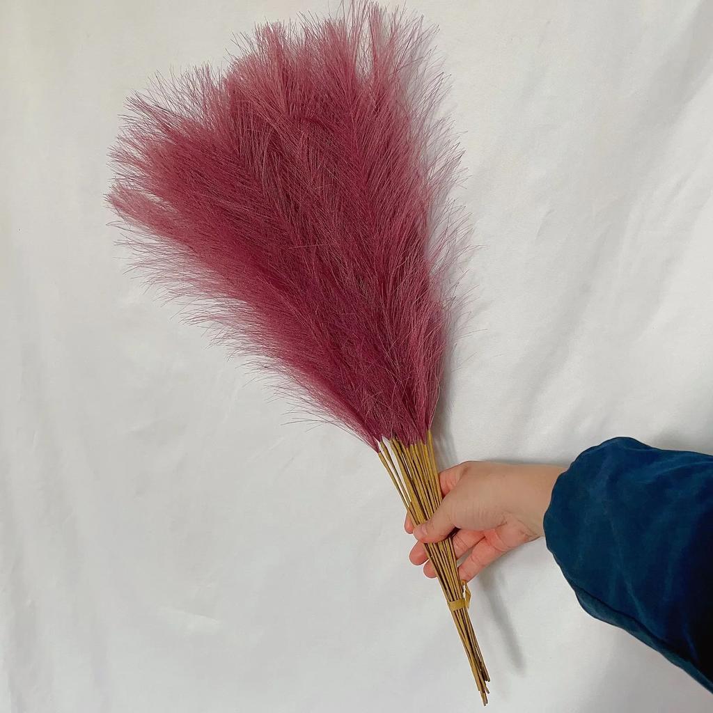 55CM Fluffy Pampas Grass Boho Decor Flower Fake Plant Reed Simulated Wedding Party Home Decoration Artificial Flowers