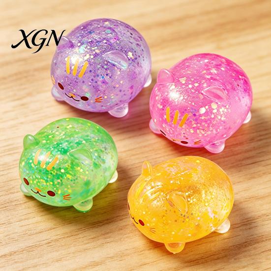 Stressz-Zuckerball 1/2/3 Stück Mini-Katze Quetschspielzeug Linderung Klares Glitzer Kätzchen TPR Sensorisch Dekompression Fidget Party-Mitgebsel