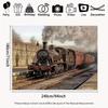 2D Nostalgic Steam Engine Backdrop Vintage Train Station Studio Photography Background