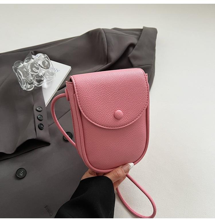 Korean Version of Solid Color Mini Messenger Bag Simple and Fashionable Shoulder Saddle Small Bag Summer Light and Versatile Mobile Phone Bag Women