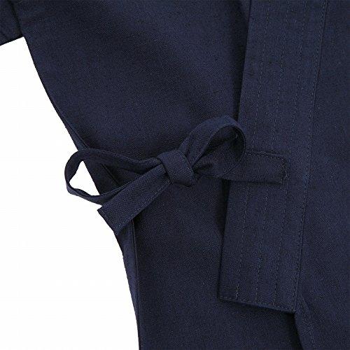 Edoten Men's Samue (Work Clothes) - Kurume Tsumugi Weave, Made In Japan with Premium Materials, Dark Red, Size LL
