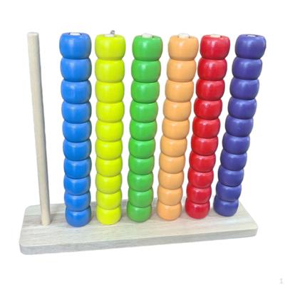 Wooden Color Sorting Stacking Toys Matching Threading Beads, Counting Games with Beads for 2 3