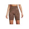 Nike One Women's High-Waisted 7" Leopard Print Biker Shorts Archaeo Brown White For Women DX0122-256