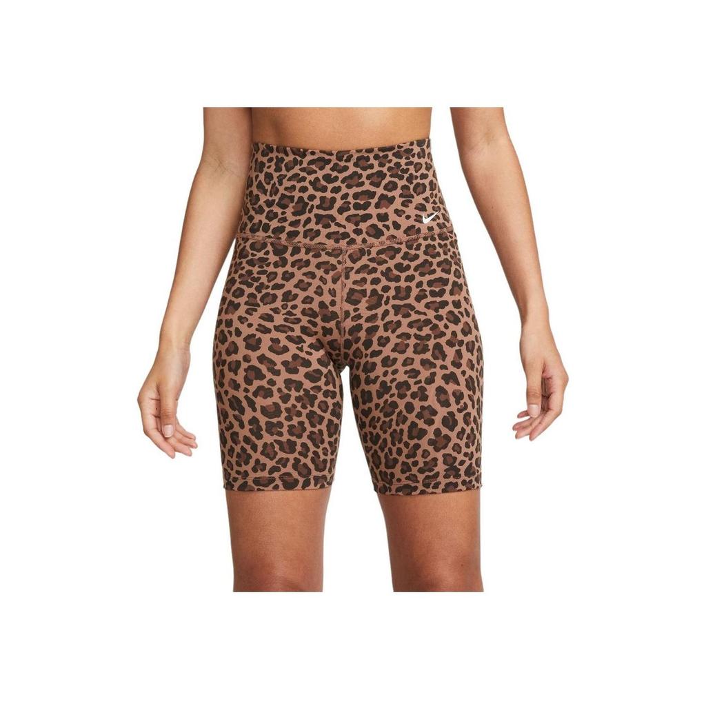 Nike One Women's High-Waisted 7" Leopard Print Biker Shorts Archaeo Brown White For Women DX0122-256