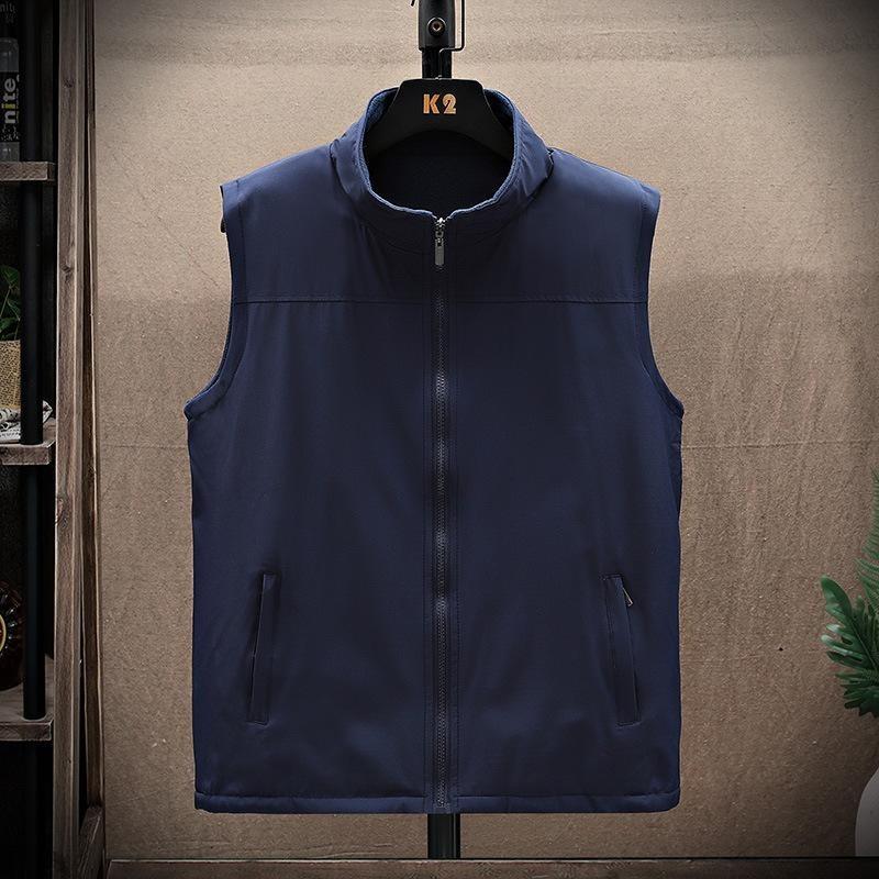 Autumn And Winter New Style Double-sided Vest Men's Stand-up Collar Casual Loose Vest Vest Large Size Vest Warm Jacket For Men