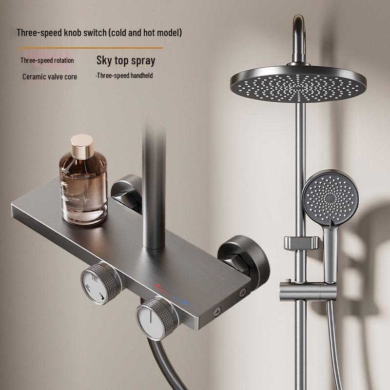 Zestaw prysznicowy z funkcją zwiększania ciśnienia w kolorze gunmetal z wyświetlaczem cyfrowym