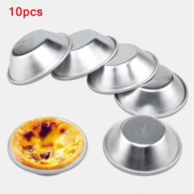 10Pcs Aluminum Alloy Egg Tart Moulds Baking Pudding Cookies Cake Tools 7x4x2cm