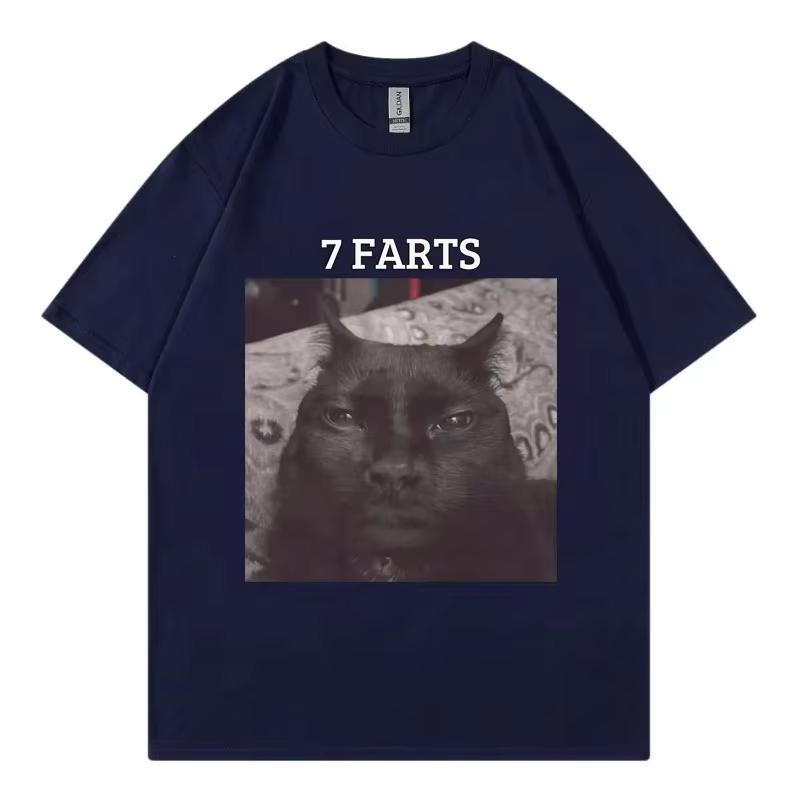 

7 Farts Funny Cat Meme Graphic T Shirt Men s Women s Fashion Vintage Short Sleeve T-shirts High Quality Cotton Oversized T-shirt S