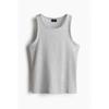 H M sliM Fit Ribbed Sleeveless Top Grey Melange