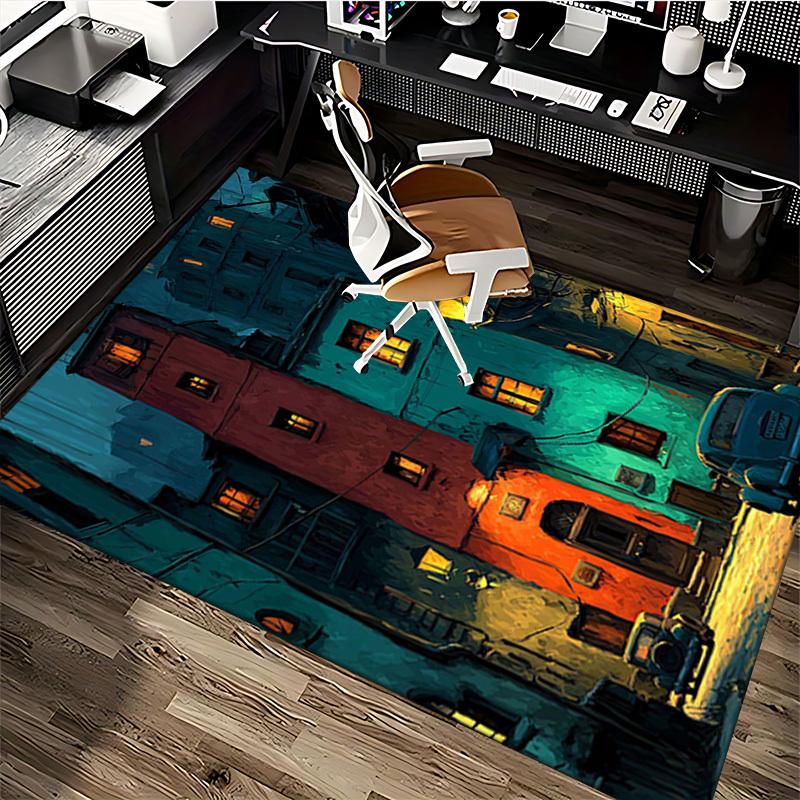 1pc Vintage Car & Lamp Design Chair Mat - Festive Gift for Office Chairs, Non-Slip Carpet for Home Decor, Suitable for All Seasons and Rooms.P073