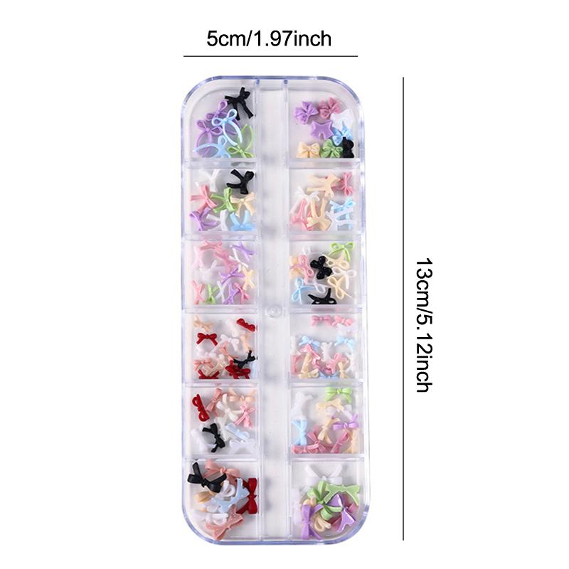 12 Rutnät Flera Färger Rosetter Nageldekorationer Mini Bedårande Linjebågar Band Harts Nageldekoreringar För Diy Örhänge Nageltillbehör