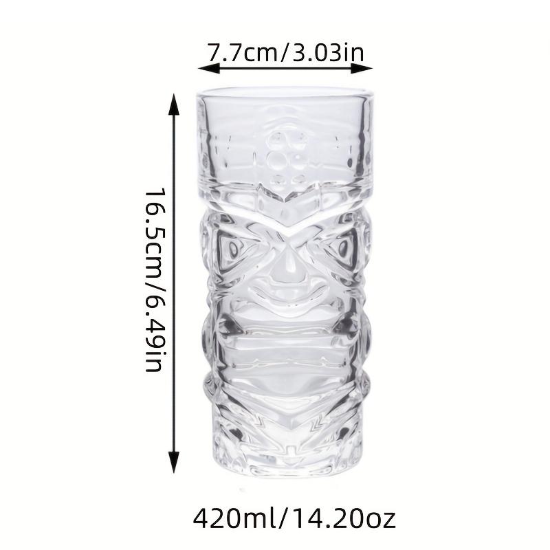 Glass Tiki Mug Ice Drink Glass Modern Bar Tiki Cooler Clear Tumblers for Exotic Cocktails, Mai Tais, And Tropical Island Drinks