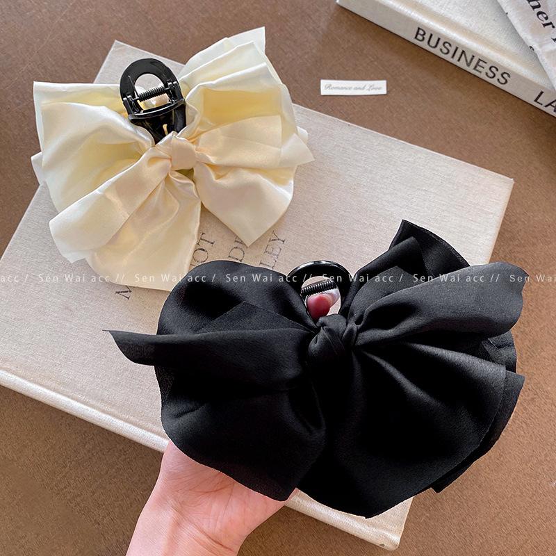 oversized bow grab clip hairpin female back of head senior shark clip hair