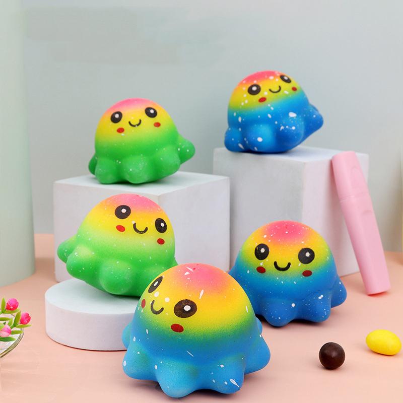 Kawaii Colorful Octopus Cure Stress Decompression Vent Girl Kids Toy Tpr Fidgeting Toy Stress Ball Party Game Birthday Present
