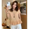 New Sweaters New Summer O-Neck Knitted Sweater Women Pullovers Short Sleeve Folds Knit Sweater Pullover Women Tops Knitwears