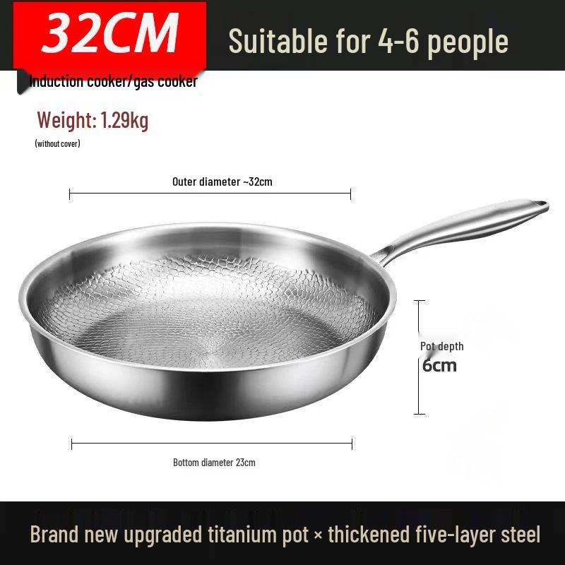 Premium Titanium Non-stick Hammered Frying Pan with Steel Layer, Ideal for Steaks, Flat-Bottomed Design
