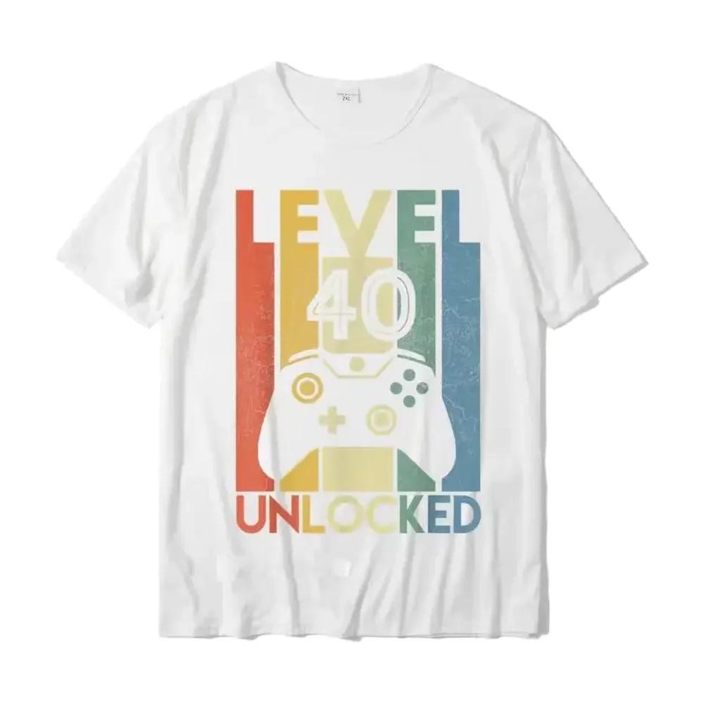 Level 40 Unlocked Funny Video Gamer 40th Birthday Gift T Printed on for Unisex Wholesale T Shirts Party Graphic TShirts Fashion S