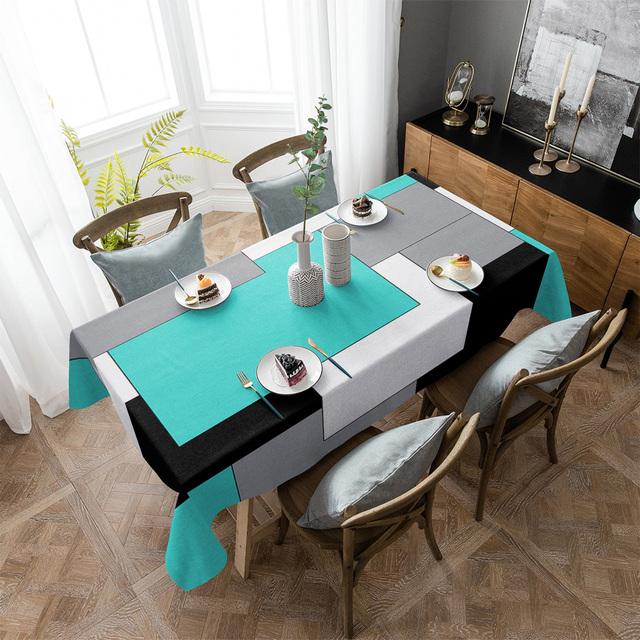 Față de masă impermeabilă cu model mozaic galben, artă abstractă, decor nuntă, runner de masă, decor cafea/cină, husă de masă